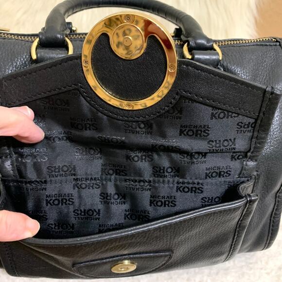 MICHAEL KORS Vintage Pebbled Black Leather Medium MARGO Zip Top Satchel - Picture 4 of 16